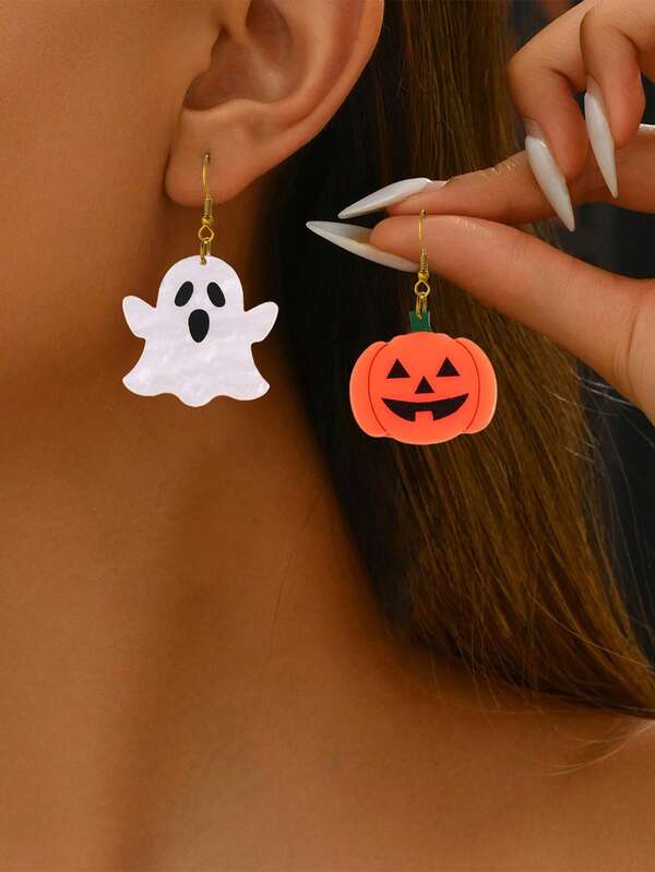 1 Pair Stainless Steel Cute & Funny Ghost Pumpkin Halloween Party Celebration Earrings For Women