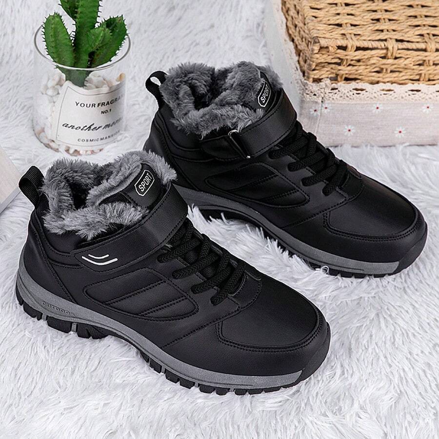 Herren Lässig PU Leder Wanderstiefel, Outdoor Winter Warm Sportschuhe, Hochwertige Schneestiefel, Wanderstiefel, Paar-Modelle, Neues Design Schuhe in Große Größen, Strapazierfähige rutschfeste Trekkingschuhe, Herbst/Winter Unisex Hohe Stiefel, Outdoor Sport Lässig Schuhe, Hohe Stiefel, Schwarze Schuhe, Graue Schuhe, Mehrfarbige Unisex Schuhe geeignet für kaltes Herbst/Winter Wetter