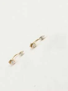 1 Đôi Hoa tai đính đá Zirconia thời trang bằng đồng, Thiết kế đa năng cho trang phục thường ngày và công sở, Hoa tai trang sức - bông tai - Xem 2