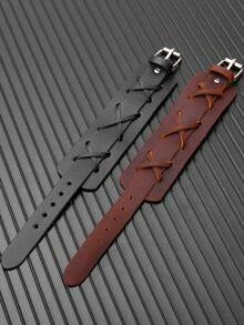 1 件真皮手链男士袖口手链可调节腕带复古手链珠宝礼物