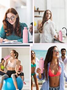 1 Stück 500ml mattierte einfarbige isolierte Wasserflasche, flacher Boden, geeignet für Outdoor-Sport, Milch, Kaffee, Tee, Saft, Autofahrten, Alltags- und Urlaubsgeschenke, doppelwandiger rostfreier Stahl, auslaufsicher, langanhaltende Isolierung, personalisierbare Gummi-Körper