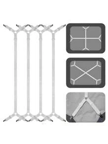 2 Pieces Of 4-Clip Adjustable Bed Sheet And Quilt Fastener, Adjustable Triangle With Elastic Fixer Pendant, Suitable For Bed Sheets, Mattress Covers, Sofa Cushions, Sofa Cover Buckles, Quilt Clips And Metal Clips.