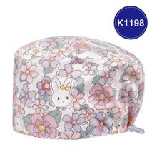 1pc Adjustable Polyester Cartoon Rabbit Print Protective Cap, Comfortable For Medical, Research, Office, Home Use, All Seasons