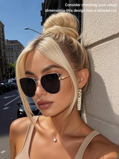 2 piezas con marco completo de tono cobre y lentes degradados de moda para mujeres, adecuadas para la vida diaria, la fotografía callejera, las vacaciones en la playa tropical, se adaptan a varias formas de rostro, salidas familiares, accesorios de verano