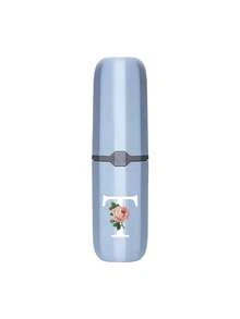 1pc Printed Rose Letter A-Z Blue Portable Toothbrush Holder, Keep Your Toothbrush Clean And Anytime, Anywhere! Travel Toothbrush Storage Box, Portable Toothbrush Cup Sleeve, Multi-Functional Toothbrush Cup, Travel Wash Cup, Toothbrush And Toiletries Storage Set, Suitable For Travel, Camping, Business Trip, School, Dorm Storage, Student Gift, Family Gift. - Blue - View 16