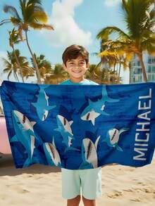 Personalized Kids Beach Towel,Summer Birthday Gift For Kids,Summer Vibes,Girls Beach Trip,Custom Beach Towel,Swimming Pool,Beach Decor - Multicolor - View 3