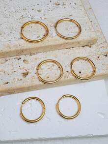 1 Pair Stainless Steel Earrings, Unisex, Stackable, Cartilage Hoop, Hinged Earrings, Small Earring Set, Suitable For Girls - Gold - View 7