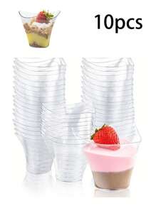 20/40/80 piezas Copas de postre con cucharas, pequeñas y inclinadas tazas de plástico transparente, tazas redondas y anguladas para mouse, para pudín, mouse, gelatina, fiestas, adecuadas para pasteles de helado, decoración de postres, fiestas de cumpleaños, bodas y otros eventos, 1 pieza