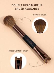 MAANGE 1pc/2pcs/3pcs Professional Aluminium Face Makeup Brush Set,Tongue Type Ultra-Thin Foundation Brush,One Line Shape Foundation Brush,Double-Head Brush,Nose Shadow Brush,Can Be Used For Foundation Concealer Brush, Liquid Foundation Brush,These Using Soft Fibers And Gentle On The Skin,Suitable For Daily Use And Travel,Portable Travel Makeup Brush Set,Gift For Women & Girls - Chocolate Brown - View 3