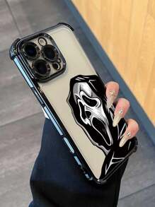 1 pieza Funda protectora de TPU a prueba de golpes con calavera de estilo Halloween/Diablo enchapada para iPhone 17 Pro Max/Air 16 Pro Max/16 Pro/16/15 Pro/15/13 Pro Max/12 Pro Max/15 Pro Max/14 Pro Max/13 y Galaxy S25 Ultra/Galaxy S24 Ultra/Galaxy S23/Galaxy S22/Galaxy S21