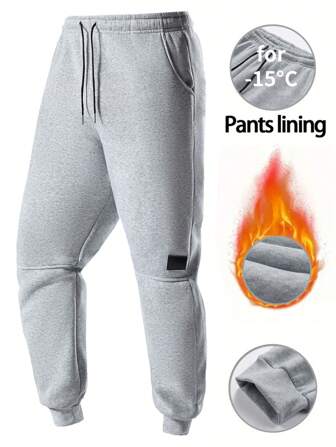 Men's Casual Sports Jogger Pants, Thermal Lined Warm Sweatpants , Fall Winter