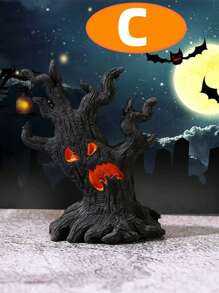 Tree Stump Ghost Figurines Garden Miniatures, Mini Spooky Halloween Resin Ghost Statue Ornament For Porch Patio Backyard Yard Home Shelf Decor Accent Halloween DIY Accessories Tree Ghost Pumpkin Tree Decorative Resin Accessories Fall Decor Autumn Decor Home Decor Halloween Decor Room Decor