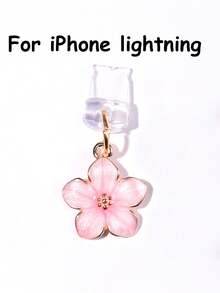 1pc Sakura/Cherry Blossom Design Charging Port Dust Plug, Exquisite Fresh Sweet Cute Fashion Alloy Pendant, Flowing Gloss Drip Oil Craft, Suitable For Spring And Summer Decoration, Phone, Tablet, Earphone, Kindle Charging Port Decor Accessory, Silicone Transparent Dust Plug, Suitable As A Small Gift, Protects Charging Port From Water, Moisture And Dirt, Compatible With IPhone Lightning/Type-C, Firmly Holds In Place - Multicolor - View 10