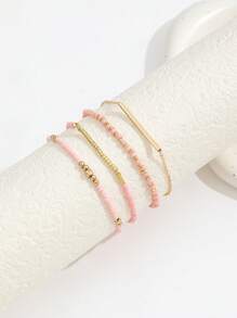 4 件 CCB 米珠一体式手链，简约时尚个性化海滩风格配饰，适合女士（混合米珠，未指定位置）