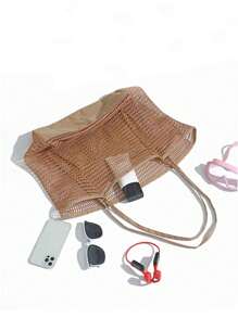 حقيبة شبكية للشاطئ، حقيبة سعة كبيرة، حقيبة تخزين للسفر، حقيبة محمولة متعددة الاستخدامات، خفيفة الوزن، مقاومة للماء، قابلة للطي، مناسبة للشاطئ والتسوق والسباحة والجيم والسفر والمدرسة، حقيبة كتف مائلة، حقيبة متشرد، حقيبة هلال القمر، محفظة، سلسلة مفاتيح أنمي، كاميرا، حقيبة مستحضرات تجميل للسفر واليومية