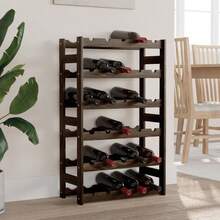 Larryhot Portabottiglie da vino da 30 bottiglie in legno di pino massello nero, bello e pratico, ideale per riporre e decorare la casa. - nero - Visualizzare 1