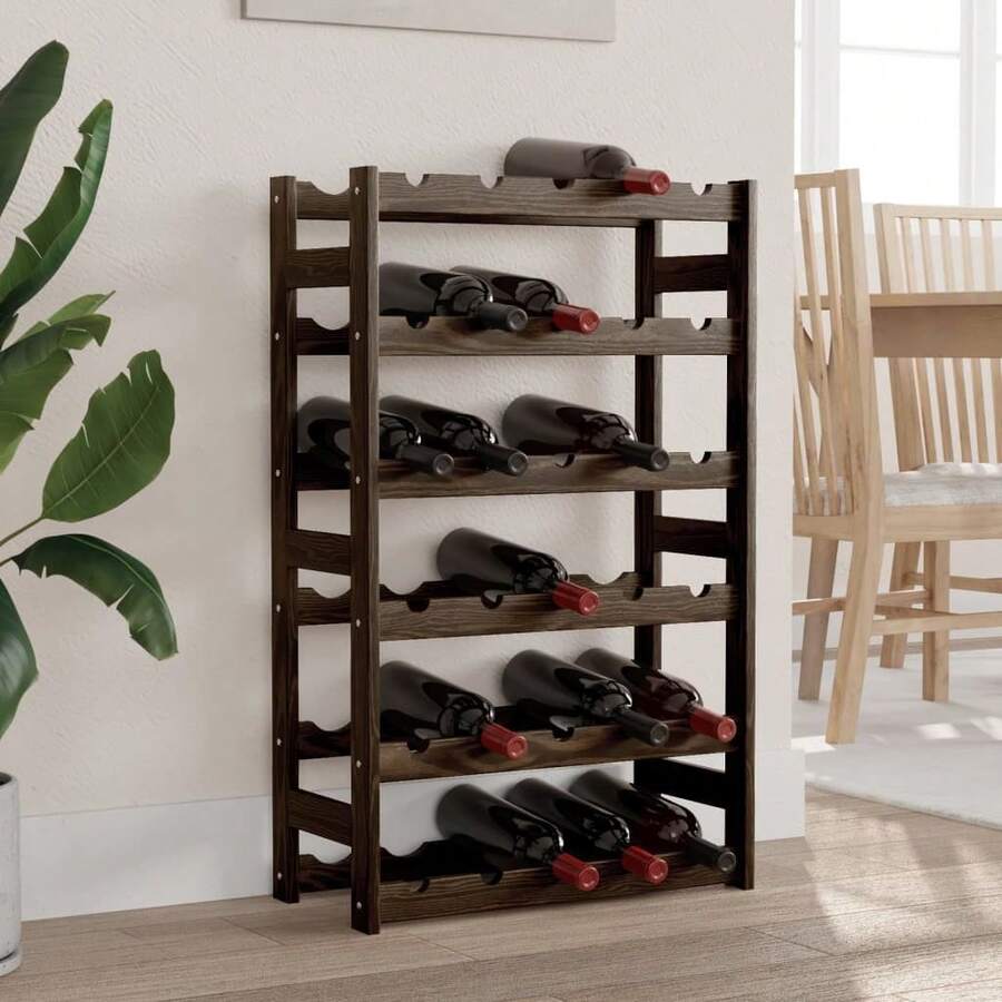 Larryhot Portabottiglie da vino da 30 bottiglie in legno di pino massello nero, bello e pratico, ideale per riporre e decorare la casa. - nero - Visualizzare 1