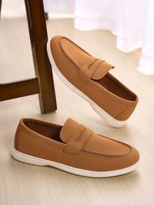 Men's Classic Suede Loafers, Casual Slip-On Driving Shoes, Round Toe Flat Moccasins, Handmade Boat Shoes Old Money Chic Autumn - 卡其色 - 查看 4