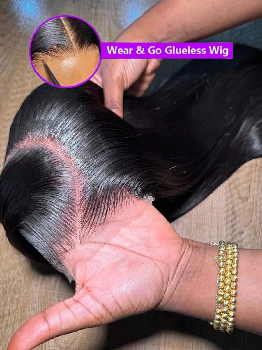 Uveous 40 42 Inch 250% Density Wear And Go Glueless Wigs Human Hair Pre Cut Pre Plucked With Baby Hair 5x5 13x4 Bone Straight Lace Frontal Wigs Human Hair Wigs For Women No Glue Hd Lace Front Closure Ready To Wear Wigs 250% Density Natural Black 3 Seconds To Wear Halloween Season - Natural Black - 查看 1