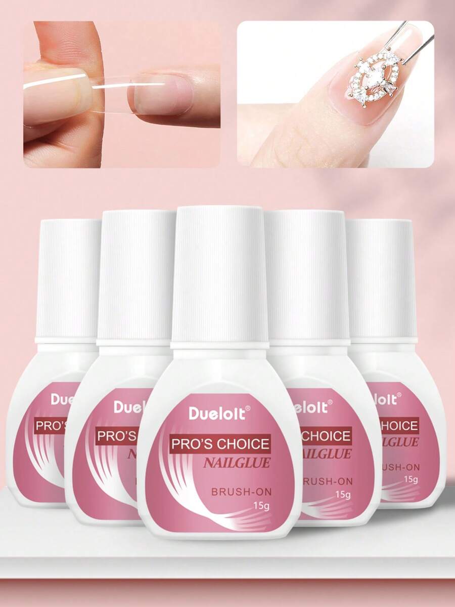 5/3/1 pieza 15g Pegamento de uñas súper fuerte para puntas de uñas, uñas acrílicas y uñas postizas. Pegamento de uñas de cepillo para uñas postizas de larga duración para uñas acrílicas, uñas postizas y puntas de uñas