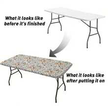 1pc Floral Print Elastic Edge Tablecloth - Washable Polyester Outdoor Cover, Suitable For Camping, Picnics And Garden Parties - Vibrant Design, Indoor/Outdoor Use, Picnic Tablecloth - Black - View 10