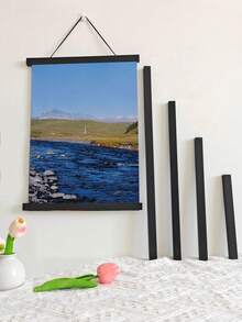 1 件磁性海报挂钩，木制画框，用于帆布海报、相框、卷轴画、墙壁艺术装饰、圣诞装饰、磁性海报框 - 黑色 - 查看 1