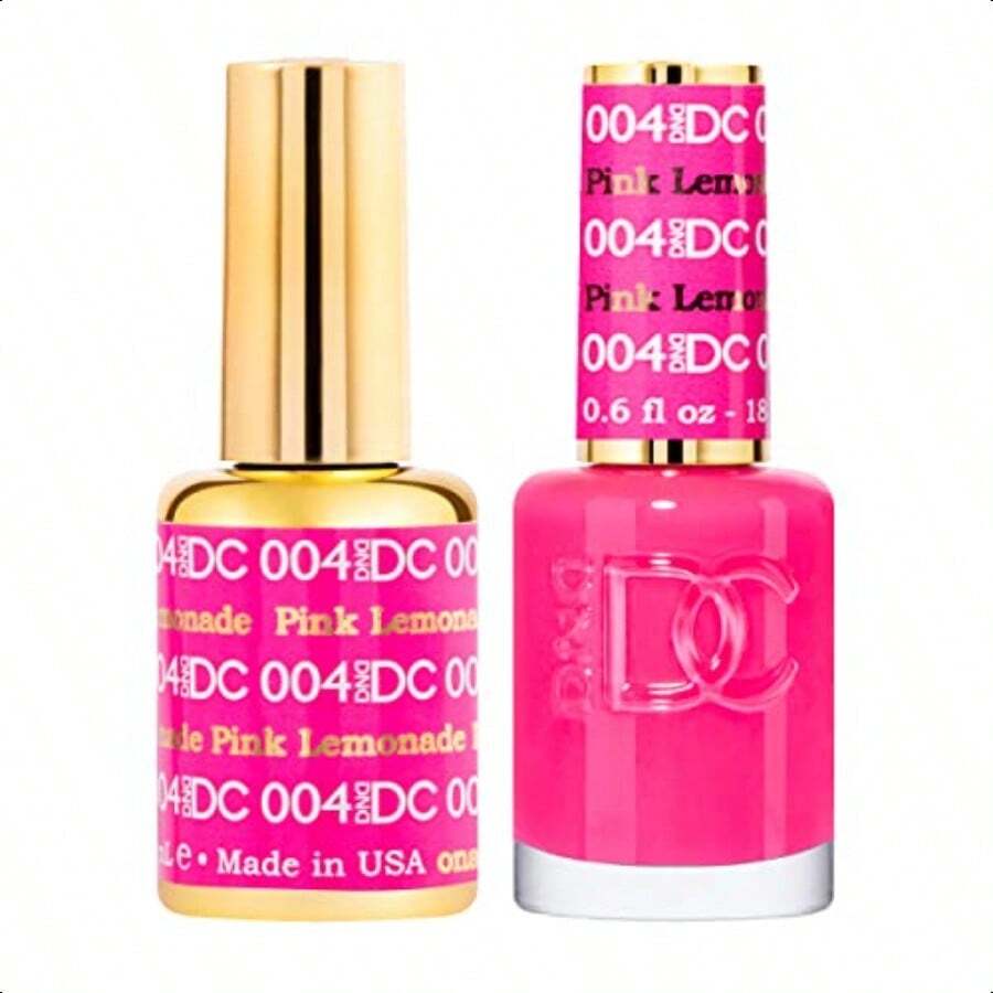 DC Gel Polish Set Pink Collection UV LED Gel Polish And Air Dry Nail Lacquer Matching ChipFree Polish Duo 004 Pink Lemonade 0.5 Fl Oz - 粉紅檸檬水 - 查看 1