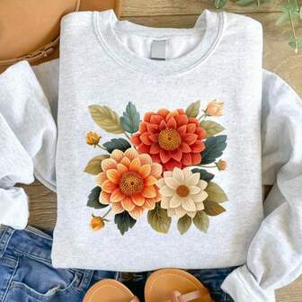 Polyurethane Iron-On Heat Transfer Decals, Floral Watercolor Design, Durable & Washable DIY Press-On Patches For T-Shirts, Pillows, And Fabric - White Cute Flower Appliques For Personalized Clothing