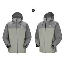 CAMEL CROWN Men's Outdoor Hardshell Single Layer Windproof Waterproof Cycling Travel Hiking Jacket - Pale Green Gunmetal Grey - View 2