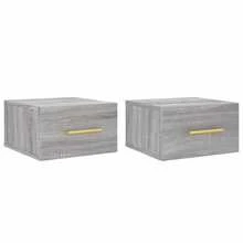 Larryhot Mesitas de noche de pared 2 piezas gris sonoma 35x35x20 cm, bonitas y prácticas, ideales para almacenaje y decoración del hogar - Gris - Ver 2