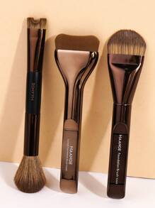 MAANGE 1pc/2pcs/3pcs Professional Aluminium Face Makeup Brush Set,Tongue Type Ultra-Thin Foundation Brush,One Line Shape Foundation Brush,Double-Head Brush,Nose Shadow Brush,Can Be Used For Foundation Concealer Brush, Liquid Foundation Brush,These Using Soft Fibers And Gentle On The Skin,Suitable For Daily Use And Travel,Portable Travel Makeup Brush Set,Gift For Women & Girls - Chocolate Brown - View 11