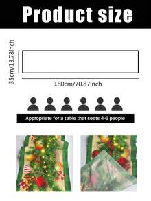 1 Stück 35*180cm/13.78*70.87 Zoll Weihnachtstischläufer, Schwarz & Grün karierte lange Tischdecke Dekoration Stoff, Weihnachtskugel, Glocke, Schleifen Elemente Muster, geeignet für Heimdekoration, Weihnachtsparty, Wohnzimmer, Esszimmer Tischoberfläche Festliche Zubehör - Weihnachten - Übersicht 10