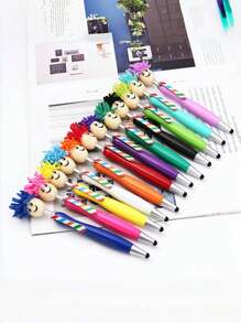 6/12 件卡通笔套装 - 绿色和红色 - 耐用且有趣的设计 - 塑料材质，适合学校、办公室和家庭使用，是返校、感恩节、圣诞节和万圣节礼物的理想选择 - 彩色 - 查看 3