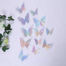 3D Butterfly Wall Decor 48 Pcs 4 Styles 4 Colors 3 Sizes Gold Silver Laser  Butterfly Decorations Removable Sticker-0166 - 金色+鐳射+玫瑰金+銀色 - 查看 5