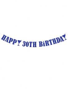 1pc HAPPY BIRTHDAY Pull Flag, 18/21/30/40/50/60 Black/Gold/Silver/Rose Gold/Champagne Gold/Blue Birthday Party Decoration Pull Flag Banner - Multicolor - View 10