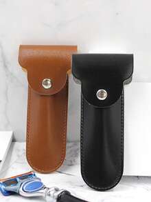 1pc Customized Razor Leather Case, Portable Shaver Storage Bag For Old-Fashioned Razor And Hair Removal Device - one-size - View 6
