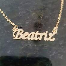 Beatriz Name Necklace Gold Plated Or Black Plated Silver In Stainless Steel Normal Letter Chain Double Double Choker With Light Point - 1 Colar Normal dourado - 查看 4