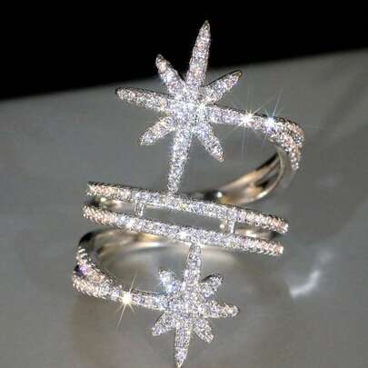 خاتم مرصع بالزركونيا المكعبة فاخر، مناسب للنساء، مناسب للأعراس والخطوبة والأعياد السنوية والحفلات وعيد الحب وغيرها من المناسبات