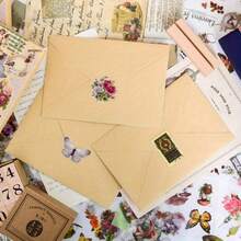 510pcs Plants Floral Scrapbook Stickers Kit Vintage Flowers Butterfly Mushroom Fall Maple Leaves Transparent Waterproof Stickers Set For Scrapbooking Supplies Aesthetic Junk JournalCraft - Màu vàng - Xem 7