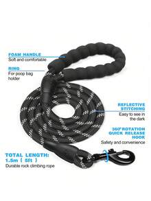 High Reflective Dog Harness Leash Collar Set, Adjustable Padded Dog Vest, Reflective Non-Obstructive Pet Oxford Vest With Front & Back Easy Control Handles, Comfortable, No-Choke Design Pet Vest Leash Collar Set - Ideal Choice For Outdoor Adventure, Multiple Sizes - Suitable For Small, Medium And Large Pets (If In Doubt Between 2 Sizes, Opt For The Larger Size As It Can Be Adjusted)