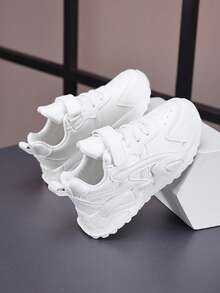 Casual Comfortable Solid Color Low Top Sneakers For Girls, Non-Slip Shock-Absorbing Sport Shoes For All Seasons - White - View 8