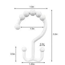 Móc treo rèm tắm bằng nhựa, Vòng móc treo rèm tắm, Móc treo rèm tắm đôi, Móc treo rèm tắm, Móc treo rèm tắm, Thích hợp để lót rèm phòng tắm, Trang trí phòng tắm - trắng - Xem 7