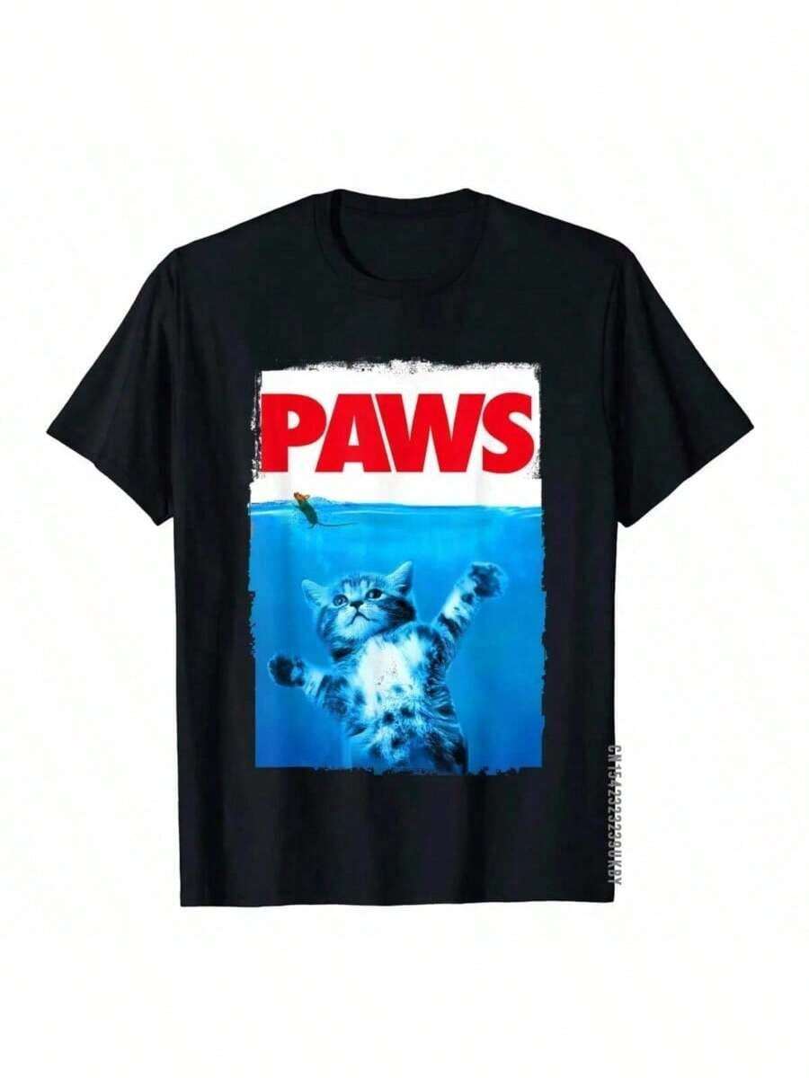 T-Shirt Men Casual 100 Cotton Tee Shirt O Neck Short Sleeve T Shirt Gift Idea Tops - 黑色 - 查看 1