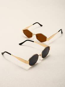 4 pièces / 3 pièces / 2 pièces / 1 pièce Lunettes de mode ovales en métal de style rétro européen et américain, lunettes en forme de diamant, lunettes semi-circulaires, style rétro populaire et polyvalent, convenant aux hommes et aux femmes, pour les vacances, les loisirs, les accessoires de plage, l'utilisation quotidienne et les activités de plein air pour les vacances d'été à la plage, les sorties, les voyages
