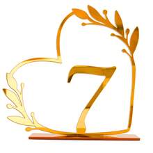 Gold Openwork Heart Table Numbers 1/20Pcs 10x10cm Thickened Base Insertable Number Cards Acrylic No Assembly Required Romantic Luxury Reusable Easy Install DIY For Wedding Anniversary Baby Shower Graduation Wedding Favor Table Centerpiece Home Decor - Multicolor - View 19