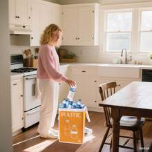 可重复使用的回收袋，3 件套，适用于家庭、厨房、庭院和办公室的独立回收箱套装 - 垃圾分类整理器