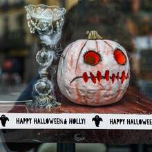 Panglică de satin personalizată de Halloween în 10 culori – Imprimeu personalizat cu nume pentru ambalare elegantă de cadouri, decorare de torturi, nunți și evenimente speciale