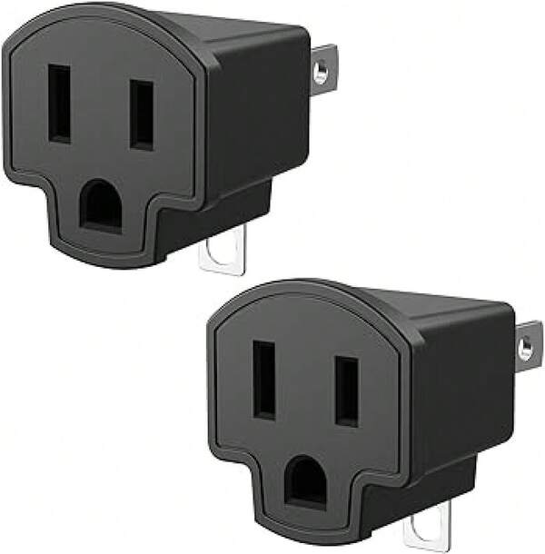 3 Prong To 2 Prong Adapter, 2 Pack Polarized Grounding Converter, Fireproof Material Wall Outlet Converter, Portable 3 To 2 Outlet Adapter Indoor Use, Black