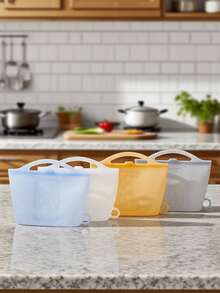 1200ml Silicone Food Storage Bags, Moisture-Proof & Durable, Suitable For Refrigeration, Boiling Water, Microwave Heating, Easy To Clean, Reusable, Foldable & Portable - Multicolor - View 6