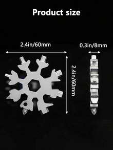 1pc 18-In-1 Stainless Steel Snowflake Multi-Tool, Bottle Opener/Flat/ Screwdriver Set/Wrench, Christmas Gift For Men - Silver - View 6